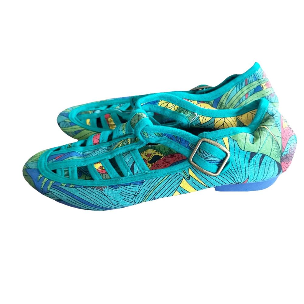 F-Troupe Tropical Shoes 37/6.5‎ Flats Green Vacation Beach Thailand